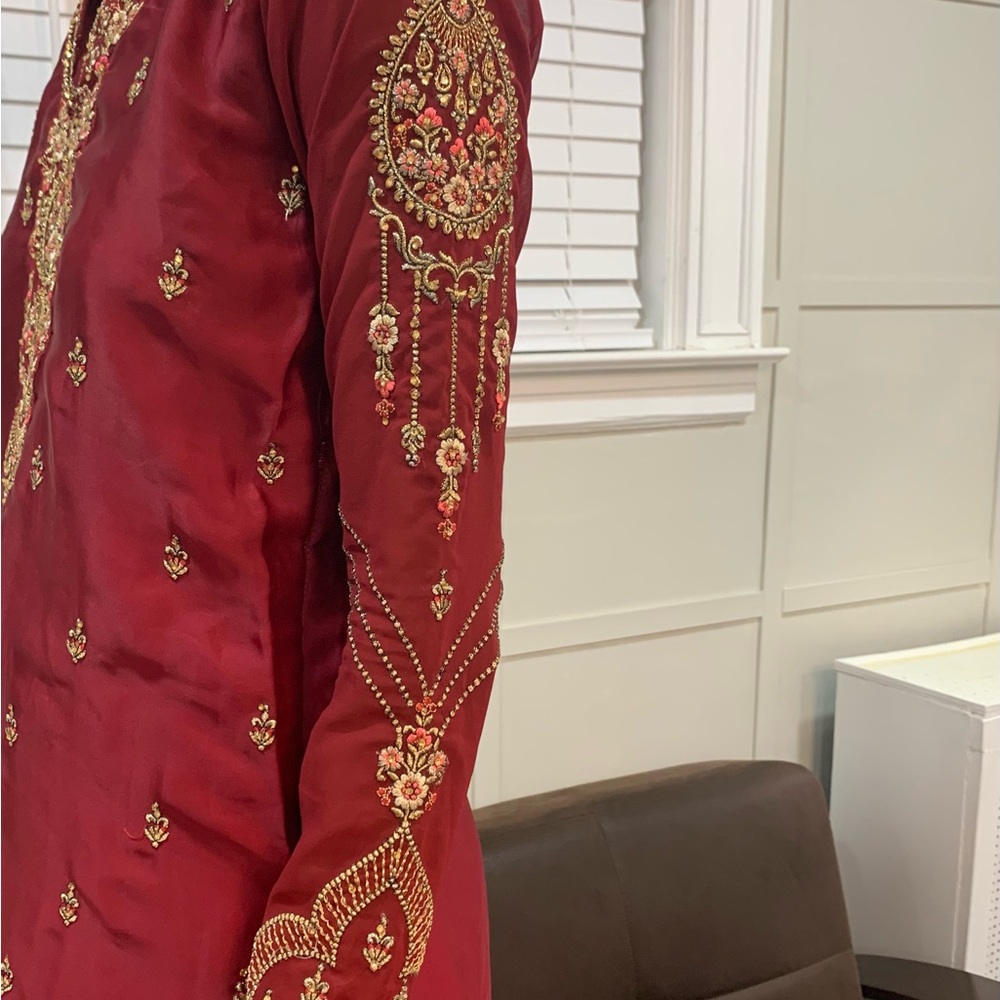 Fancy Pakistani Embellished Gharara Wedding Indian Party Wear Shalwar Kameez - Picture 6 of 11
